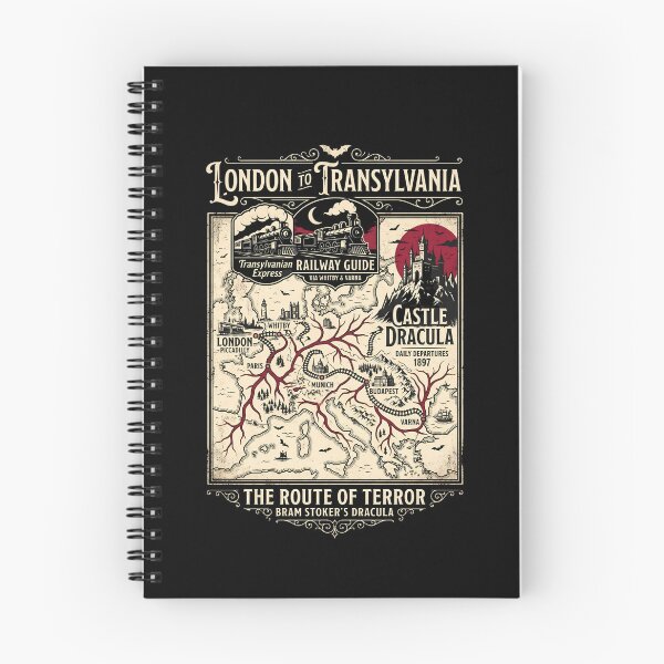 Item preview, London To Transylvania Railway Guide Route Of Terror Dracula Map Poster designed and sold by Fenay Designs.