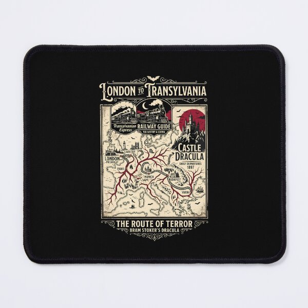 Item preview, London To Transylvania Railway Guide Route Of Terror Dracula Map Poster designed and sold by Fenay Designs.
