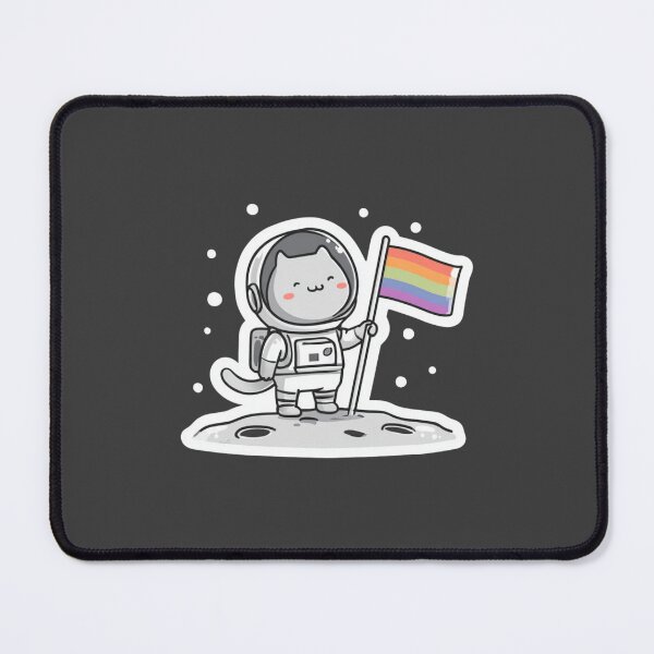 Item preview, Cat astronaut with pride rainbow flag designed and sold by MendaciousMina.