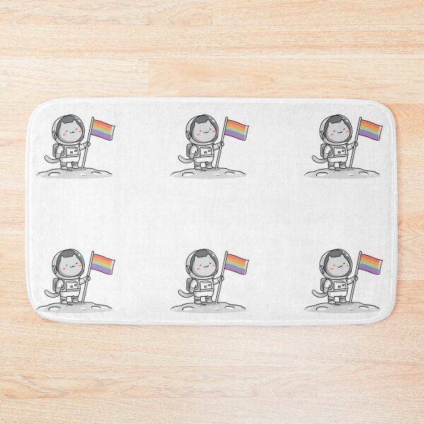 Item preview, Cat astronaut with pride rainbow flag designed and sold by MendaciousMina.
