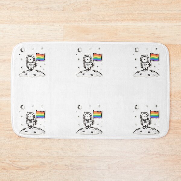 Item preview, Cat astronaut with pride rainbow flag designed and sold by MendaciousMina.