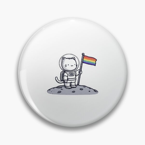 Item preview, Cat astronaut with pride rainbow flag designed and sold by MendaciousMina.