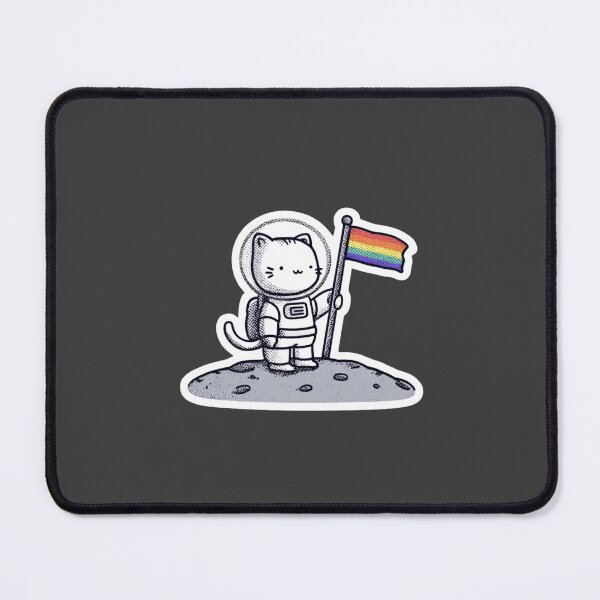 Item preview, Cat astronaut with pride rainbow flag designed and sold by MendaciousMina.