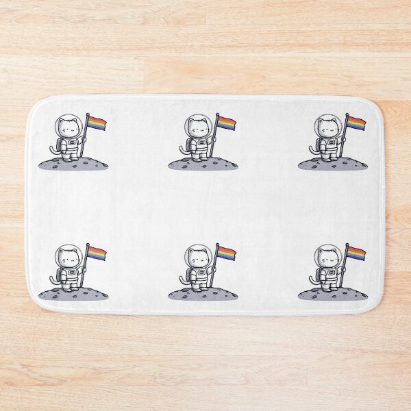 Item preview, Cat astronaut with pride rainbow flag designed and sold by MendaciousMina.