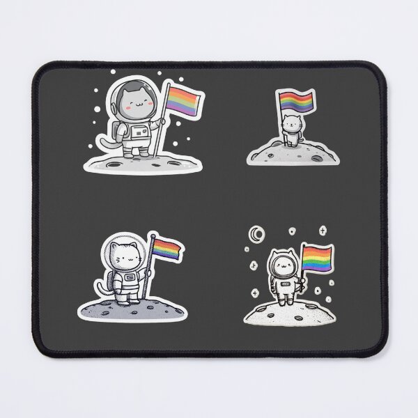 Item preview, Mini Cat astronaut with pride rainbow flag sticker pack designed and sold by MendaciousMina.