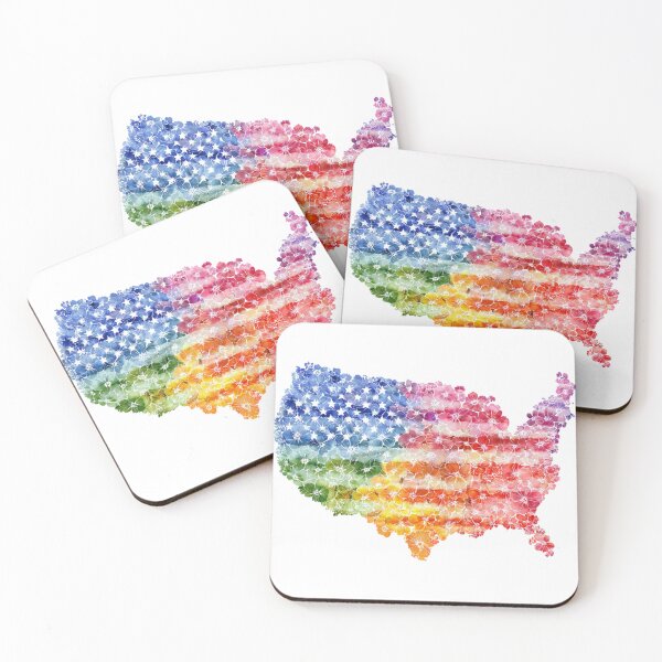 Item preview, United States rainbow pride rainbow flowers flag designed and sold by MendaciousMina.