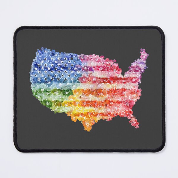 Item preview, United States rainbow pride rainbow flowers flag designed and sold by MendaciousMina.