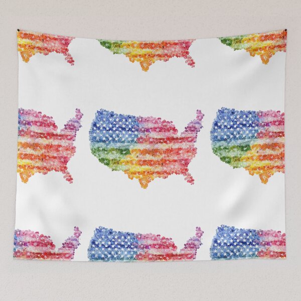 Item preview, United States rainbow pride rainbow flowers flag designed and sold by MendaciousMina.