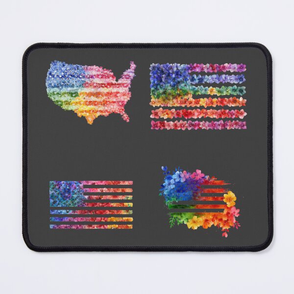 Item preview, United States rainbow pride rainbow flowers flag sticker pack designed and sold by MendaciousMina.