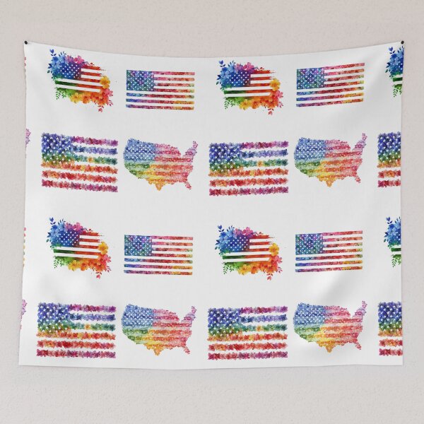 Item preview, United States rainbow pride rainbow flowers flag sticker pack designed and sold by MendaciousMina.