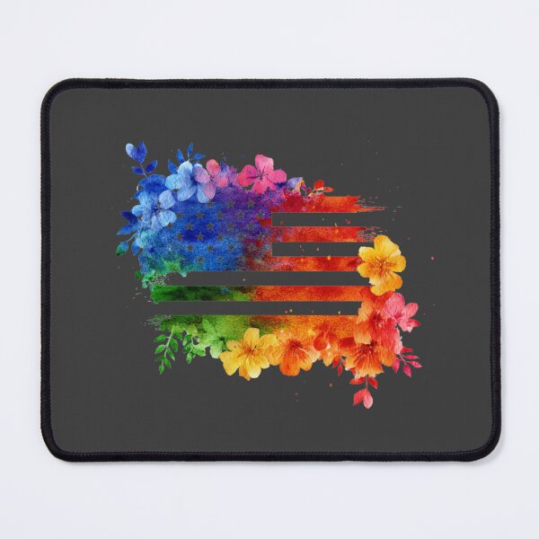 Item preview, United States rainbow pride rainbow flowers flag designed and sold by MendaciousMina.