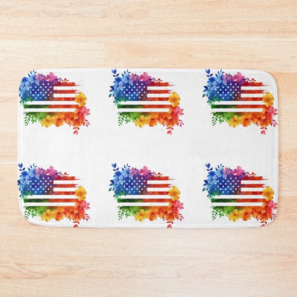 Item preview, United States rainbow pride rainbow flowers flag designed and sold by MendaciousMina.