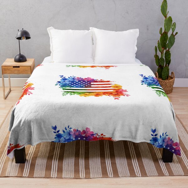 Item preview, United States rainbow pride rainbow flowers flag designed and sold by MendaciousMina.