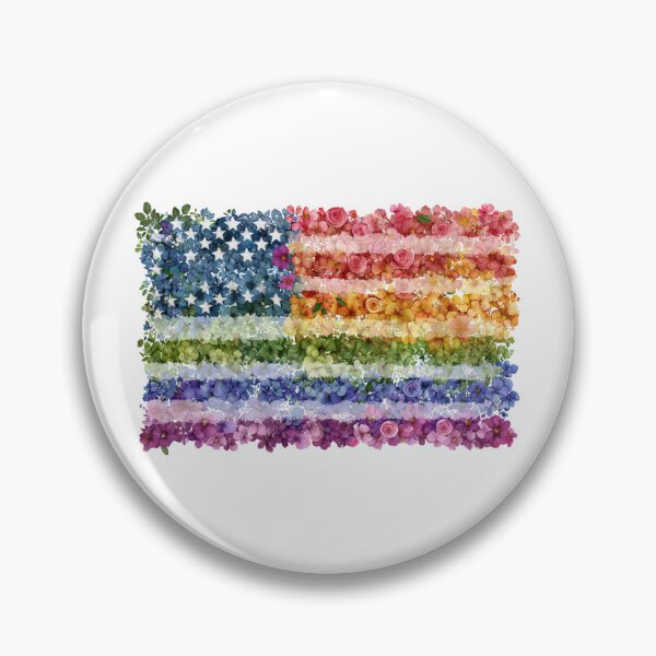 Item preview, United States rainbow pride rainbow flowers flag designed and sold by MendaciousMina.