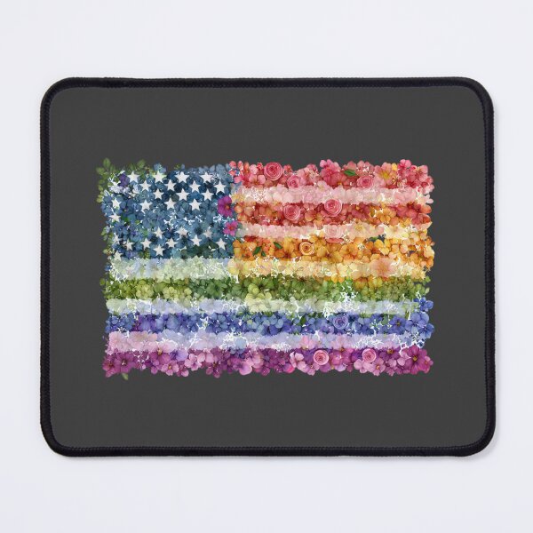 Item preview, United States rainbow pride rainbow flowers flag designed and sold by MendaciousMina.