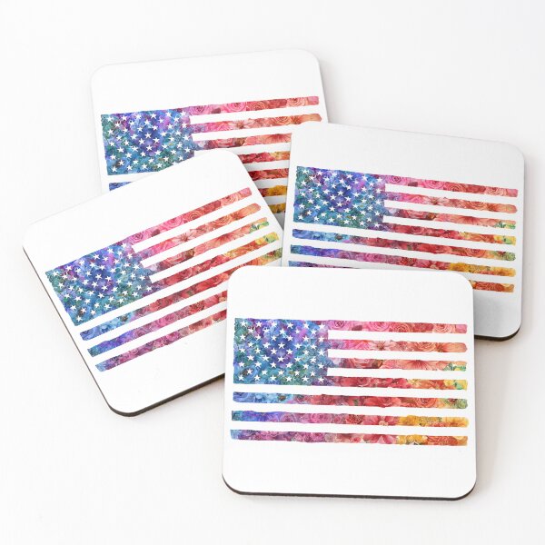 Item preview, United States rainbow pride rainbow flowers flag designed and sold by MendaciousMina.
