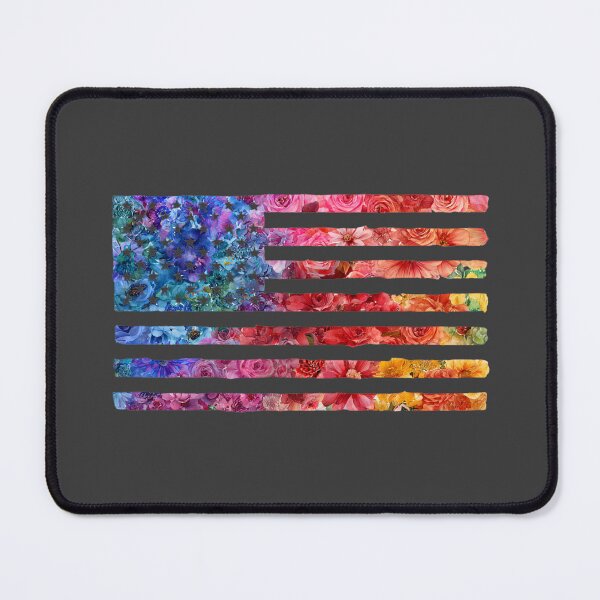 Item preview, United States rainbow pride rainbow flowers flag designed and sold by MendaciousMina.