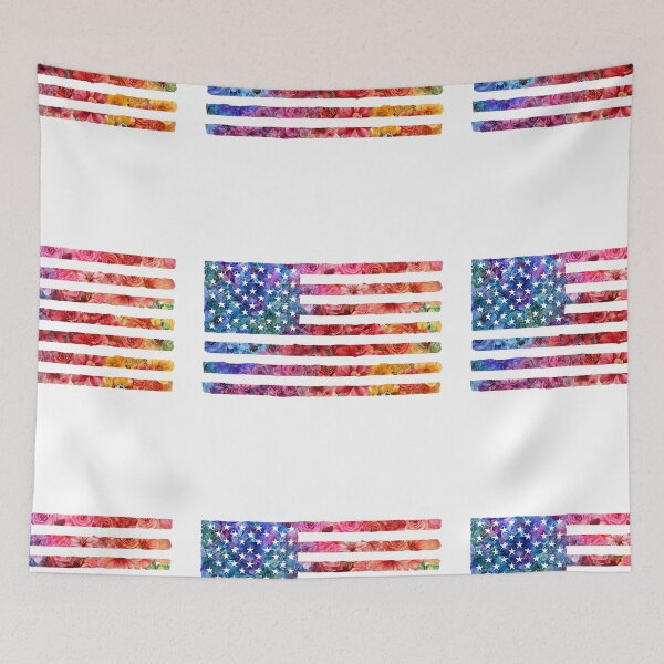 Item preview, United States rainbow pride rainbow flowers flag designed and sold by MendaciousMina.