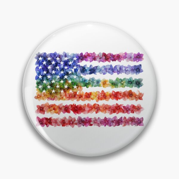 Item preview, United States rainbow pride rainbow flowers flag designed and sold by MendaciousMina.