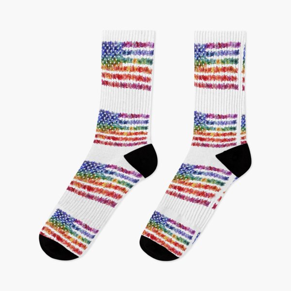 Item preview, United States rainbow pride rainbow flowers flag designed and sold by MendaciousMina.