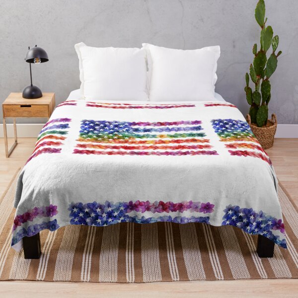 Item preview, United States rainbow pride rainbow flowers flag designed and sold by MendaciousMina.