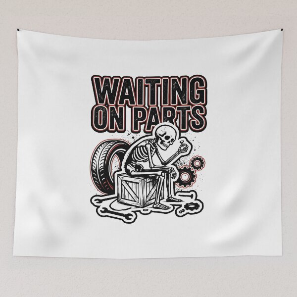 Item preview, Waiting On Parts Project Car Funny Gearhead Retro Garage Design designed and sold by get55shirt.