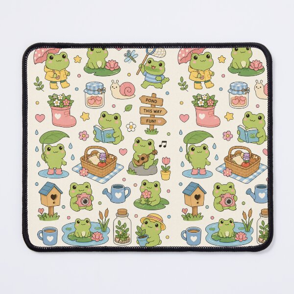 Item preview, Cute Frog Garden Adventure Pattern designed and sold by Soft Berry Studio.