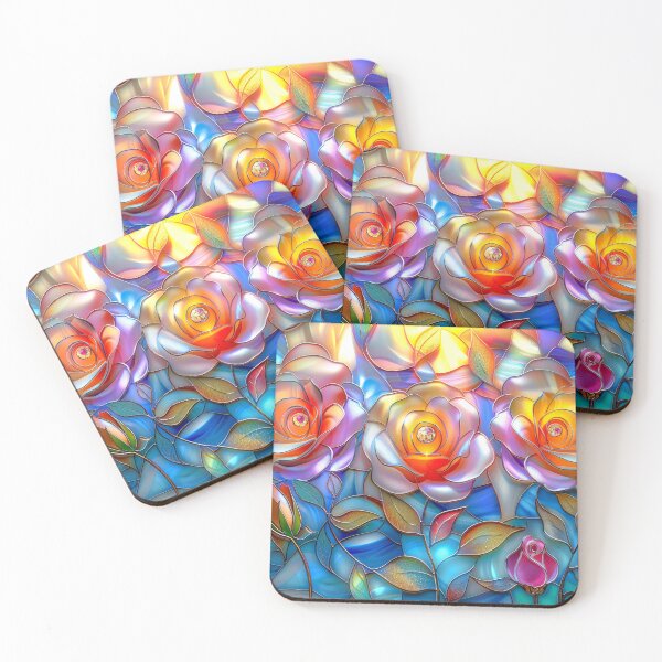 Item preview, Colorful Roses Stained Glass Art designed and sold by MargaretWiktor.
