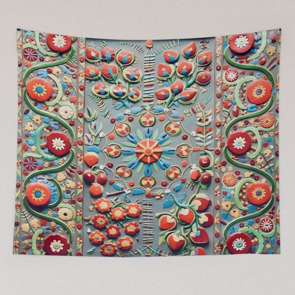Item preview, Uzbekistan Suzani Floral Embroidery Pattern designed and sold by Vicky Brago-Mitchell®.