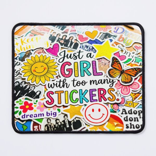 Item preview, Just a Girl With Too Many Stickers - Maximalist Stationery Meme designed and sold by Tokraz-art.