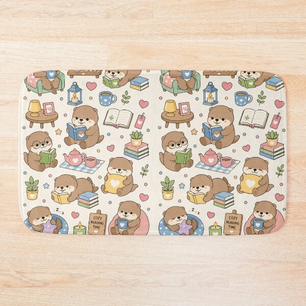 Item preview, Otter Reading Time Kawaii Pattern designed and sold by Soft Berry Studio.