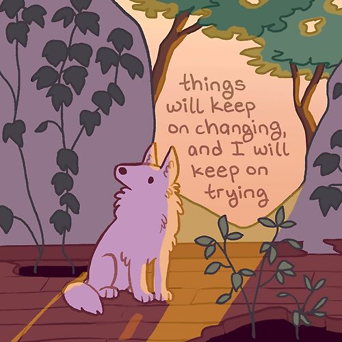 Item preview, "I Will Keep on Trying" Dog in an Ivy Ruin designed and sold by thelatestkate.