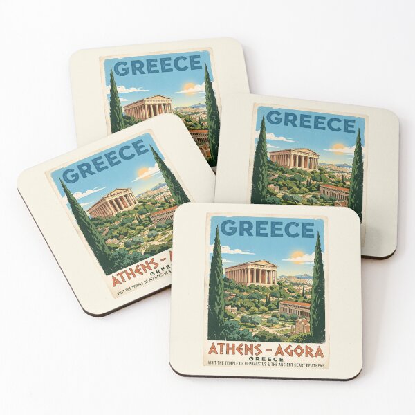 Item preview, Athens Greece Vintage Travel Poster Temple Of Hephaestus designed and sold by RetroRewind Studio.