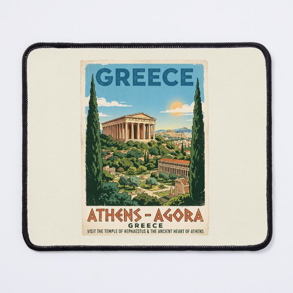 Item preview, Athens Greece Vintage Travel Poster Temple Of Hephaestus designed and sold by RetroRewind Studio.