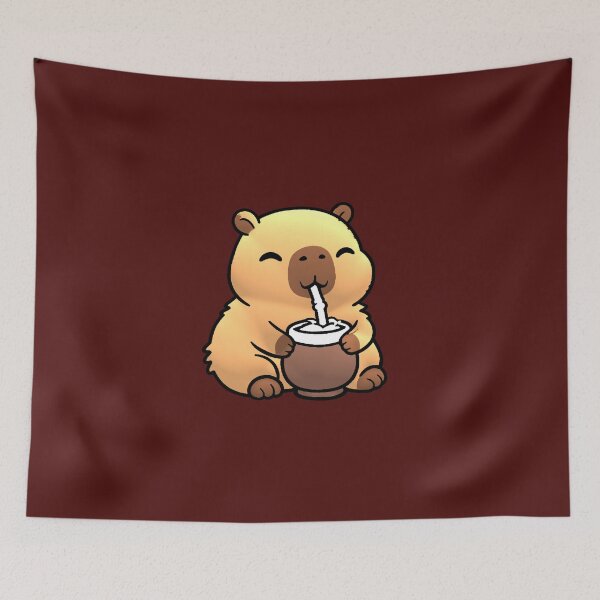 Item preview, Capybara Drinking Mate Kawaii Cute designed and sold by AstronautMerch.