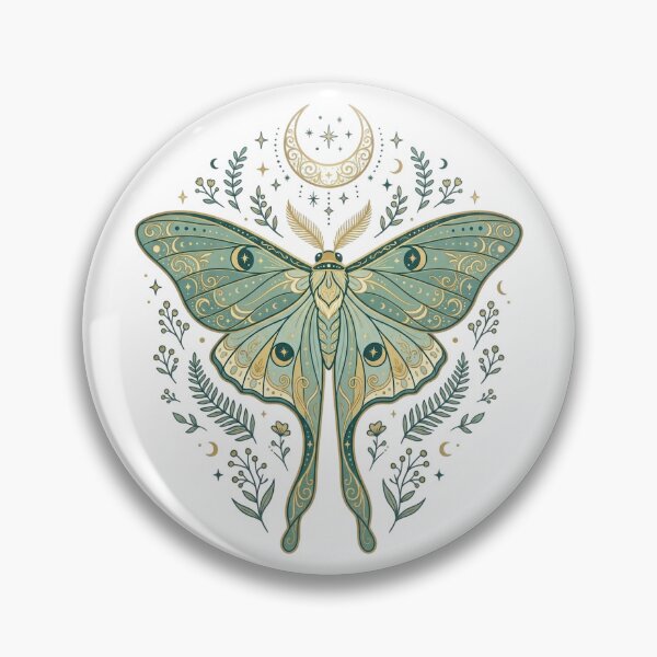 Item preview, Luna Moth Celestial Crescent Moon Botanical Mystical Witchy Cottagecore Design designed and sold by ASfindsStore.