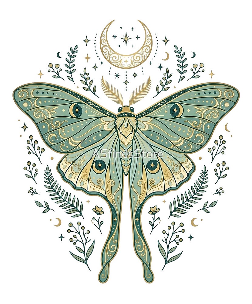 Luna Moth Celestial die-cut sticker