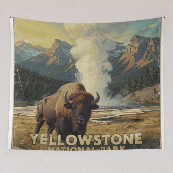 Item preview, Yellowstone National Park Retro Poster Design designed and sold by The Souvenir Dept..