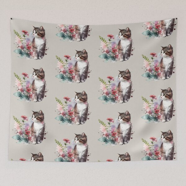 Item preview, Wildflowers and cat designed and sold by FloreDreamStudio.