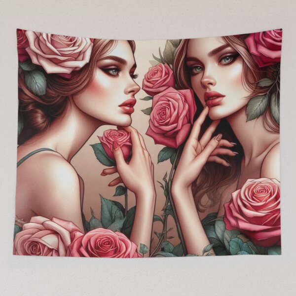 Item preview, Rose Garden Romance | Vintage WLW Portrait | Mirror Kiss Art designed and sold by IRON SIREN.