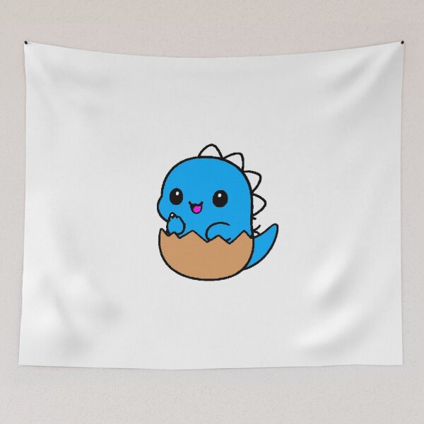 Item preview, Baby Blue Dinosaur Hatching from Egg Kawaii designed and sold by AstronautMerch.