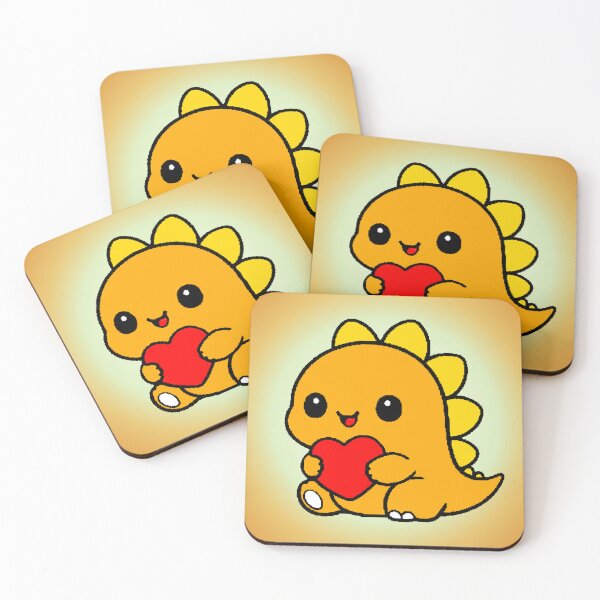 Item preview, Orange Dinosaur Heart Kawaii Love designed and sold by AstronautMerch.