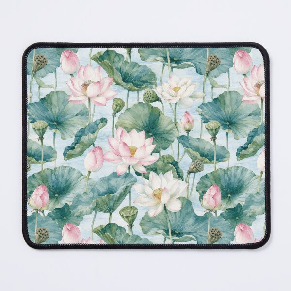 Item preview, Lotus Flower Watercolor Botanical Pond Seamless Pattern designed and sold by Inkworksbyshery.
