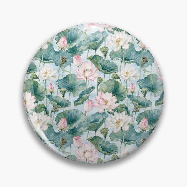 Item preview, Lotus Flower Watercolor Botanical Pond Seamless Pattern designed and sold by Inkworksbyshery.