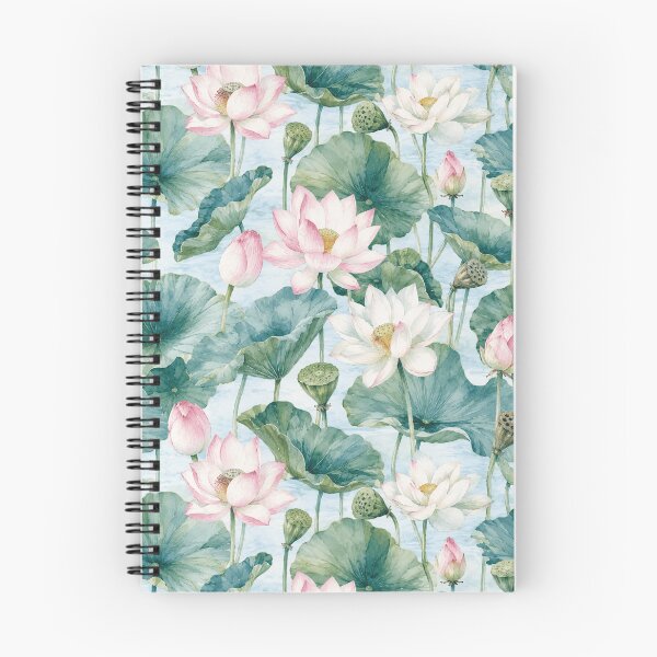 Item preview, Lotus Flower Watercolor Botanical Pond Seamless Pattern designed and sold by Inkworksbyshery.