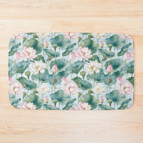 Item preview, Lotus Flower Watercolor Botanical Pond Seamless Pattern designed and sold by Inkworksbyshery.