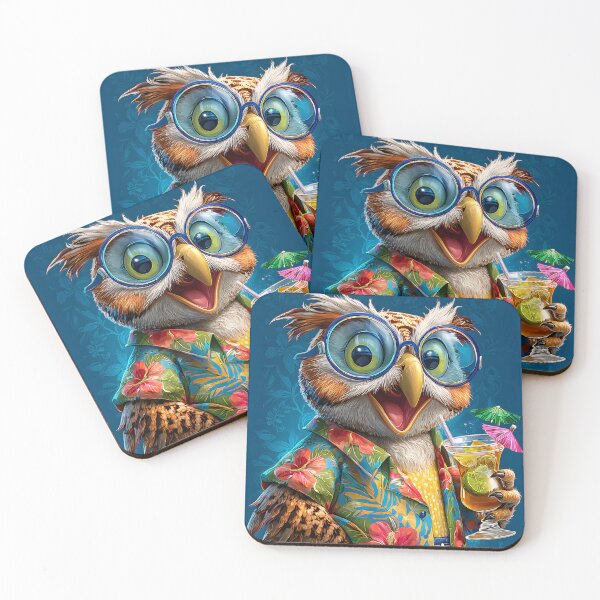 Item preview, Stylish Owl with Tropical Drink and Vibrant Attire designed and sold by Artessie.