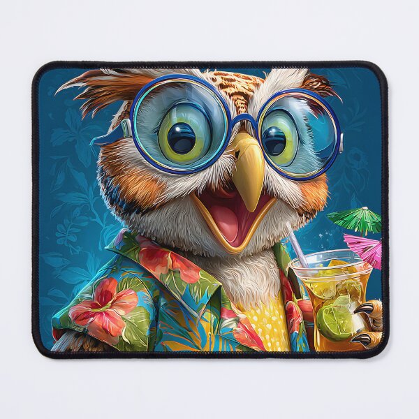 Item preview, Stylish Owl with Tropical Drink and Vibrant Attire designed and sold by Artessie.