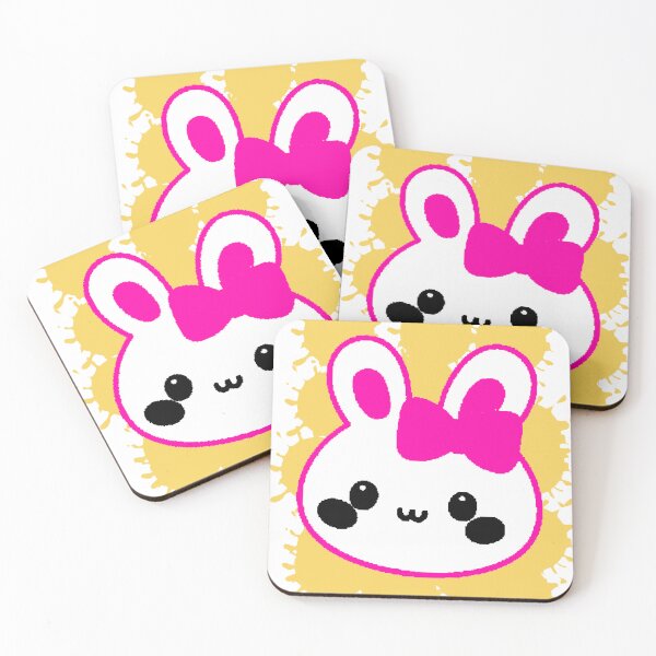 Item preview, Kawaii Pink Rabbit with Bow and Yellow Spots designed and sold by AstronautMerch.