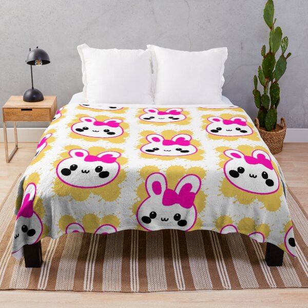 Item preview, Kawaii Pink Rabbit with Bow and Yellow Spots designed and sold by AstronautMerch.